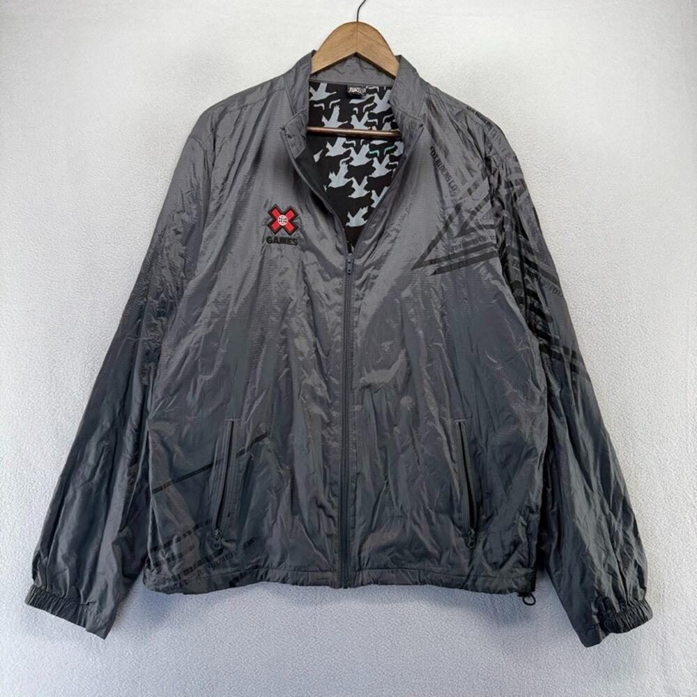 Vintage Fox Racing Jacket Men's XL Gray Black X Games Embroidered Riders y2k